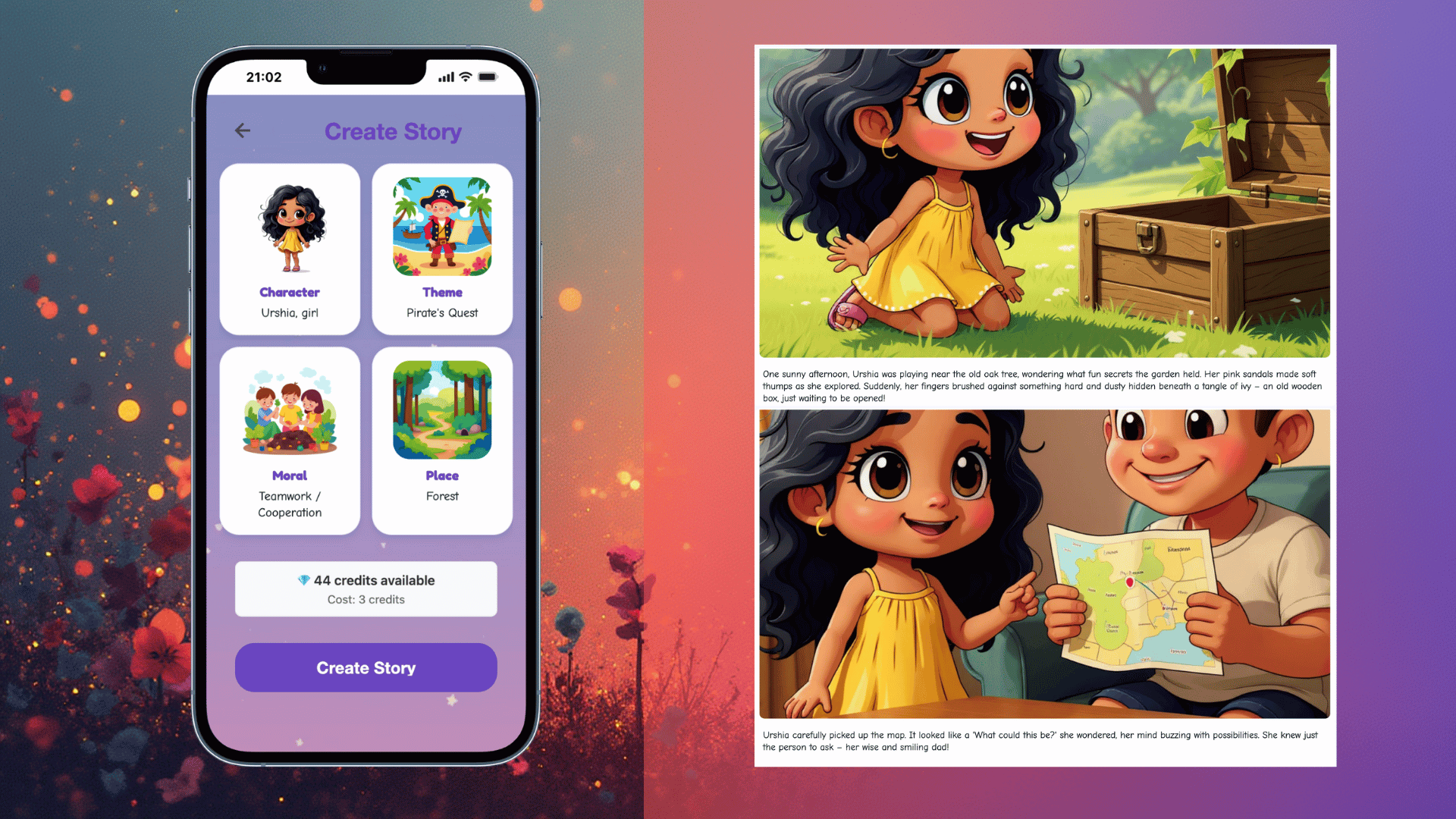 You're the Author! You type the words. Our AI adds the art, the voice, and the magic.